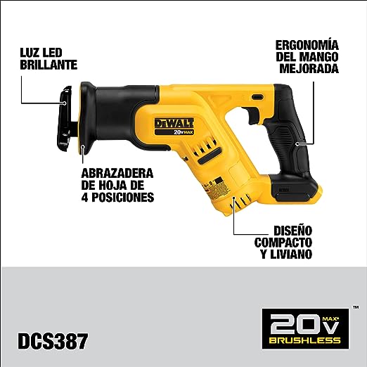 DEWALT 20V MAX CORDLESS COMPACT RECIPROCATING SAW TOOL ONLY DCS387B - Yellow Like New