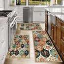 FALFLOR MOROCCAN TRELLIS KITCHEN RUG SETS OF 3 NON SLIP KITCHEN MATS - COLORFUL - Like New