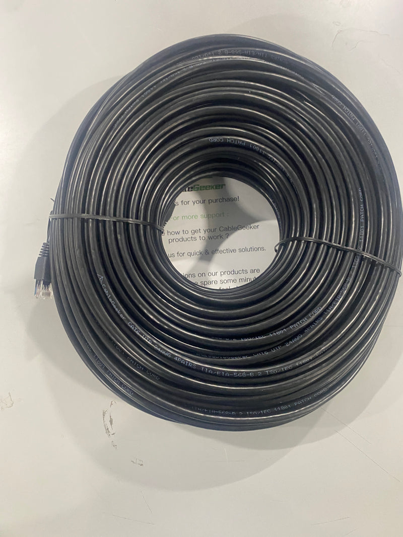CABLEGEEKER 500MHZ, 250FT CAT6 OUTDOOR SERIES - BLACK - Like New