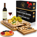 BAMBUSI BAMBOO CHEESE BOARD WITH CUTLERY SET - NATURAL BAMBOO - Brand New