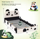COSTWAY TWIN SIZE KIDS BED TODDLER UPHOLSTERED PANDA HEADBOARD - WHITE - Like New