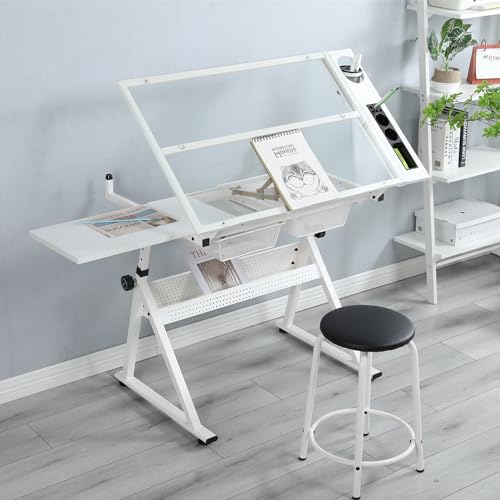 TZOU DRAFTING PRINTING TABLE WITH CHAIR 0-75° 31.5"-49.5" - Scratch & Dent