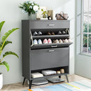 LAMERGE SHOE STORAGE CABINET FOR ENTRYWAY FREE STANDING SHOE ORGANIZER - Grey - Like New