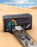 HIPOM JUMP STARTER BATTERY JUMPER STARTER PORTABLE AIR COMPRESSOR - BLACK/ORANGE - Like New