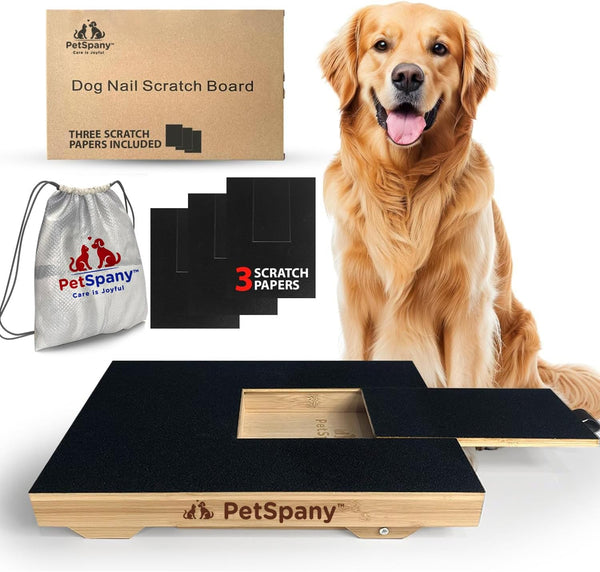 PETSPANY DOG NAIL SCRATCH BOARD BAMBOO SCRATCH PAD FOR NAILS POLYESTER BAG - Like New