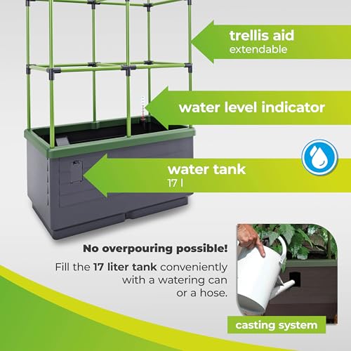BioGreen Raised Garden Bed with Trellis CITY JUNGLE | 8.98 Gal | JGL-T - Grey - Like New