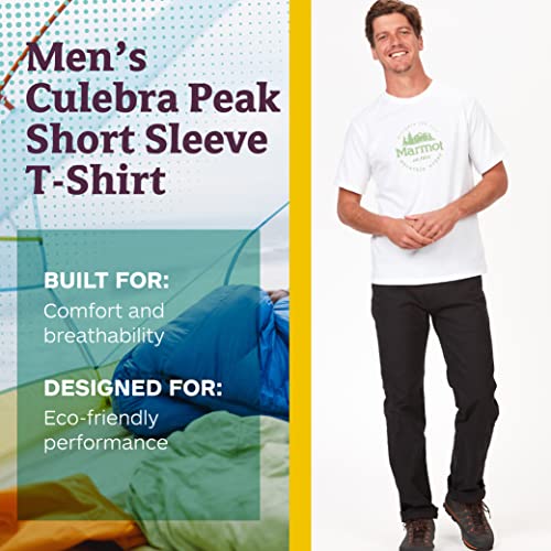 Marmot Men's Logo T-Shirt Graphic Cotton Tee Large Culebra Peak White 080 - Brand New