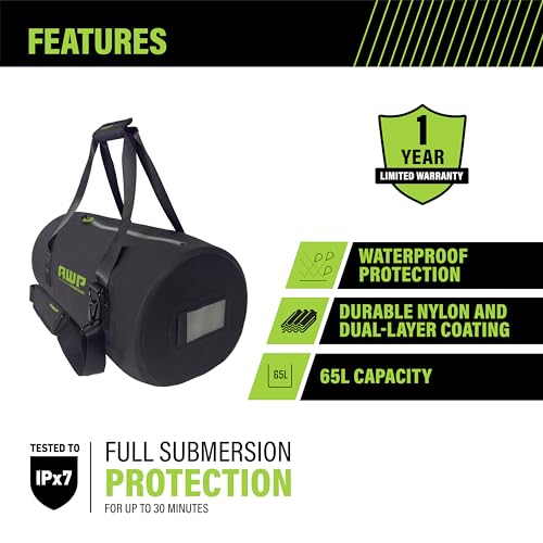 AWP WATERPROOF DUFFEL BAG 65L - BLACK - Like New