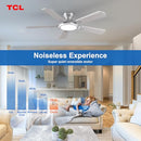 TCL 52" LOW PROFILE CEILING FAN WITH LIGHT & REMOTE - SILVER - Like New