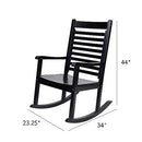 SHINE COMPANY MODERN WOOD ROCKING CHAIR ERGONOMIC WIDE SEAT PORCH ROCKER BLACK - Like New