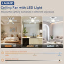 Laliled Ceiling Fan with Light Socket Fan Light with Remote & APP Control - Like New
