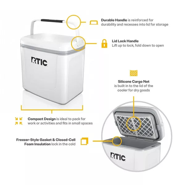 RTIC SMALL COOLER 8 QUART ICE CHEST 12 CAN CAPACITY - WHITE AND GRAY - Like New
