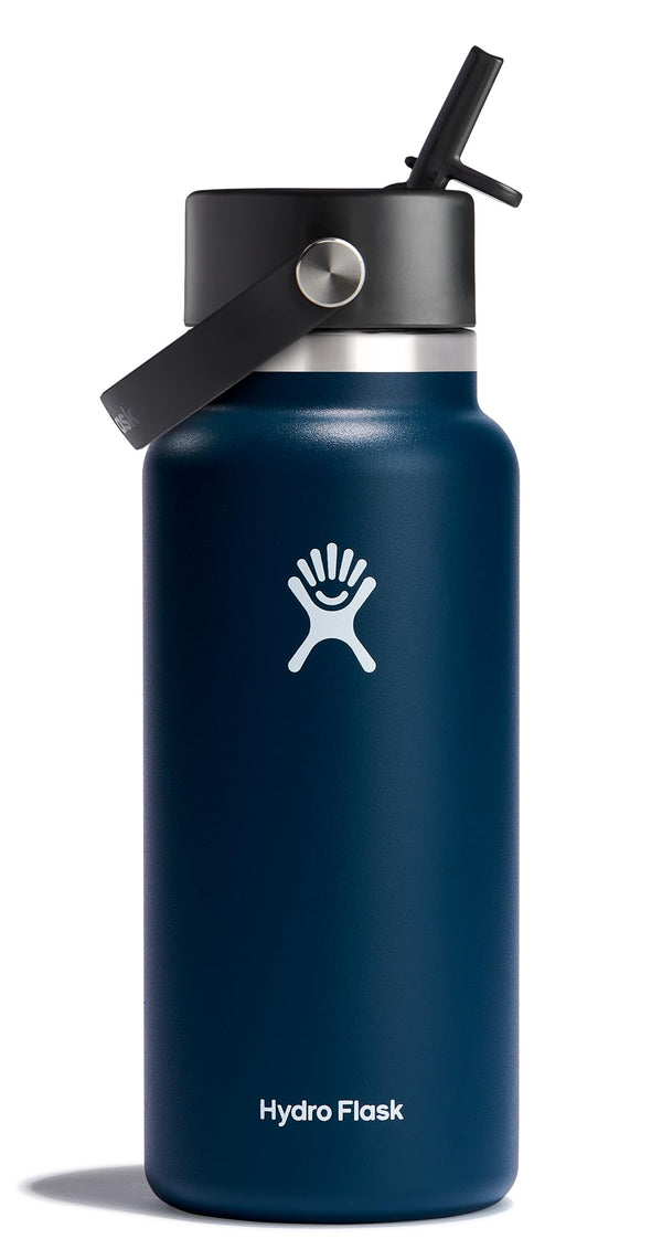 HYDRO FLASK 32 OZ WIDE FLEX STRAW CAP BOTTLE - BOTTLE, WIDE STRAW LID - INDIGO - Like New