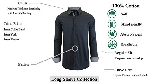 HQ Galaxy By Harvic Mens Long Sleeve Solid Slim Fit Dress Black L - Brand New