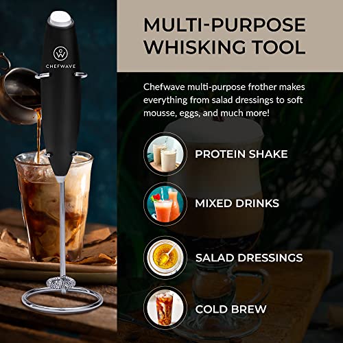 CHEFWAVE HANDHELD MILK FROTHER WITH STAND CW-MFS - BLACK - Like New