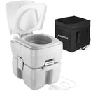 ALPCOUR PORTABLE TOILET COMMODE TRAVEL BAG PISTON PUMP FLUSH 5.3 Gallon - WHITE - Brand New