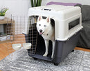 SPORTPET DESIGNS PLASTIC KENNELS ROLLING PLASTIC WIRE DOOR TRAVEL DOG CRATE - Like New