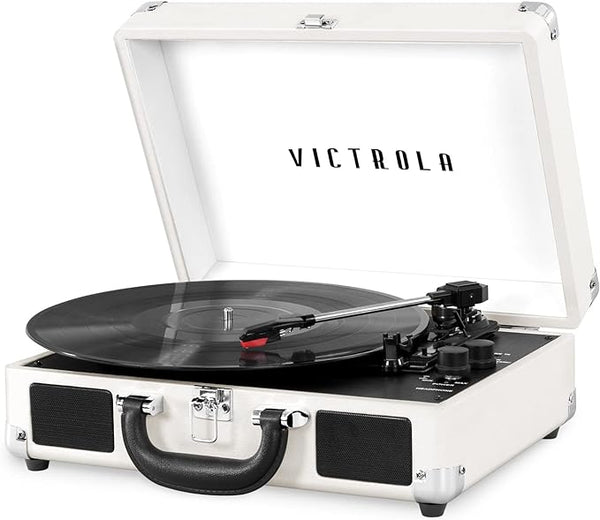 Victrola Vintage 3-Speed Portable Record Player VSC-550BT-WHT - White/Silver Like New