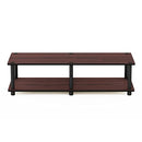 FURINNO Just No Tools Wide TV Stand - Black Tube/Dark Cherry Finish - Like New