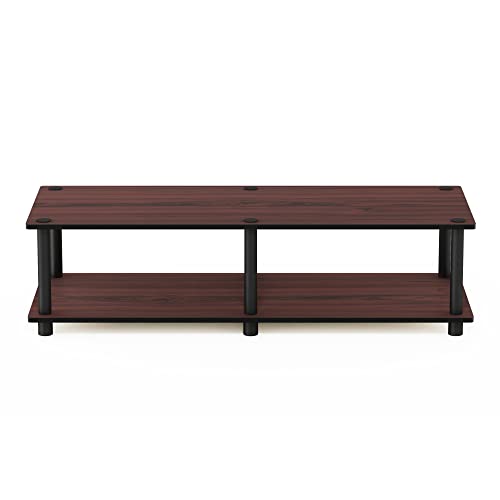 FURINNO Just No Tools Wide TV Stand - Black Tube/Dark Cherry Finish - Like New