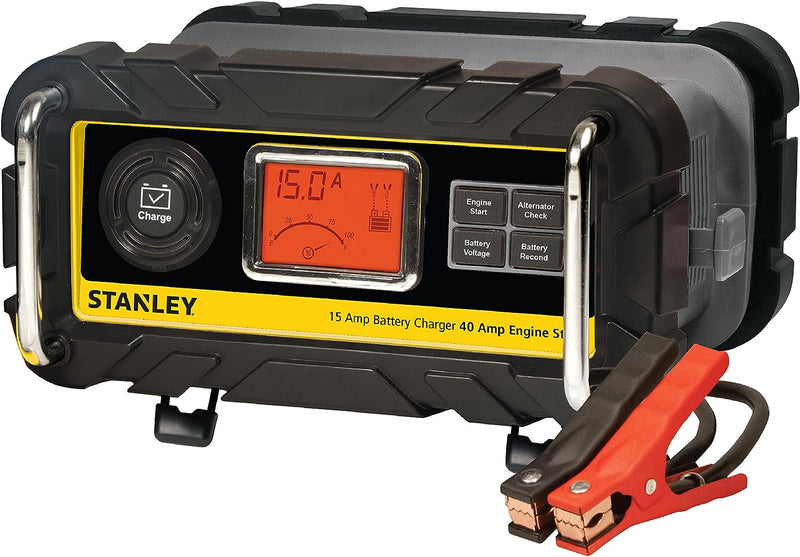 STANLEY BC15BS Fully Automatic 15 Amp 12V Bench Battery Charger - Black Like New