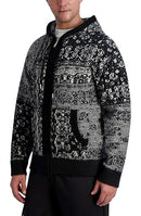 KARL LAGERFELD MEN'S ABSTRACT PATTERN HOODED SWEATER - SIZE MEN SMALL - S/M - Like New