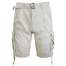 GALAXY BY HARVIC MENS CARGO SHORTS BELTED COTTON TWILL FLAT - SIZE: 30 - STONE - Brand New