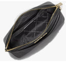 MICHAEL KORS JET SET TRAVEL MEDIUM LEATHER CROSS BODY HANDBAG BLACK/GOLD - Brand New