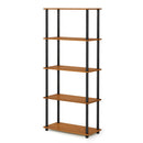 FURINNO TURN-N-TUBE STORAGE SHELVES 5-TIER BOOK SHELF 17091LC/BK - CHERRY/BLACK - Like New