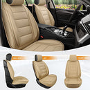 Universal Faux Leather Car Seat Covers Front Pair MARVLOSV, Anti-Slip, Beige - Like New