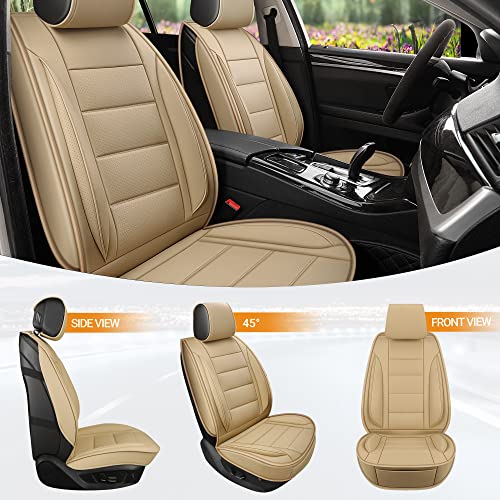 Universal Faux Leather Car Seat Covers Front Pair MARVLOSV, Anti-Slip, Beige - Like New