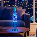 JAMBO 16" Beautiful Lamp- Blue with White/Blue Wax, Relaxing Liquid Light - Like New