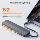 GUSGU 7-IN-1 USB C Hub 4K HDMI 2× USB 3.0 5GBPS USB-C 100W PD - GRAY - Brand New