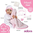 Adora 16 Inch Girl Baby Doll, Accessories with Hospital - Hope - Like New