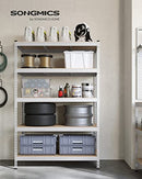 SONGMICS 5-Tier Storage Shelves, 23.6 x 47.2 x 70.9, Silver and Natural Beige - Like New