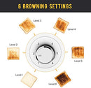 Toaster 2 Slice Long Slot, LauKingdom Auto Pop-Up Stainless Steel 1.57" Wide - Brand New