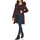 352SW478 COLE HAAN WOMEN'S HOODED COAT SLICK WOOL RETAIL SIZE 8 - BORDEAUX - Brand New