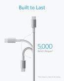 ANKER USB C TO C CABLE, TYPE C 60W FAST CHARGING CABLE (6FT, 2PACK) - SILVER - Like New