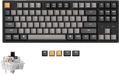 Keychron C1 Pro QMK/VIA Mechanical Keyboard TKL Layout C1P-B3-USA - Black/Gray Like New