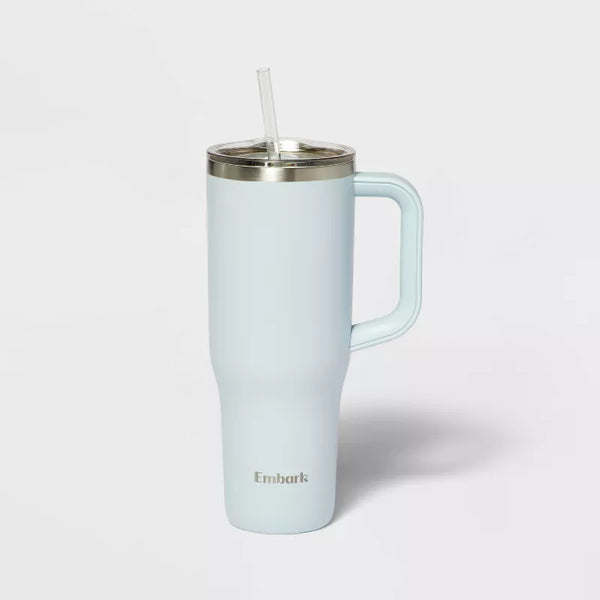 EMBARK 40OZ STAINLESS STEEL STRAW TUMBLER - LIGHT BLUE - Like New