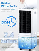 COOLECH Windowless Air Conditioner 4 Modes 3 Speeds 2.4-Gal Tank Swing - White - Brand New