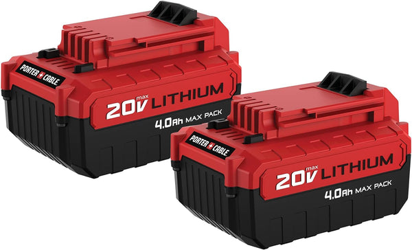 PORTER-CABLE 20V MAX* Lithium Battery, 4.0-Ah, 2-Pack PCC685LP - Red, Black Like New