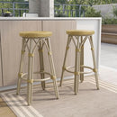 Greemotion Binde Boho 30"x30" Barstools All-Weather Wicker Set of 2, Natural - Like New
