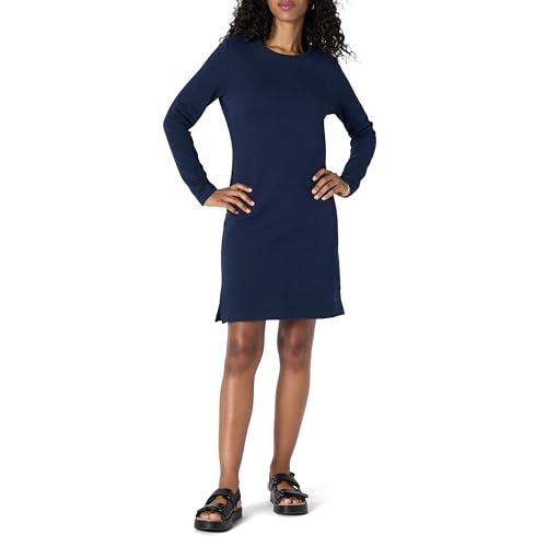 AMAZON ESSENTIALS WOMEN'S CREWNECK LONG-SLEEVE FLEECE DRESS NAVY XL - Brand New