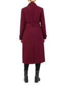COLE HAAN WOMEN'S FLARED TRENCH SLICK WOOL COAT - SIZE: WOMEN 2 - BORDEAUX - Brand New