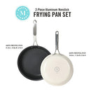 MARTHA STEWART LOCKTON 2-PIECE 10",12" ENAMELED ALUMINUM NON-STICK FRY PAN,Linen Like New