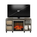 FURINNO JENSEN CORNER FIREPLACE 4 OPEN COMPARTMENTS FOR TV UP TO 55"-FRENCH OAK - Like New