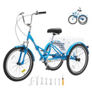VEVOR Folding Adult Tricycle, 24" Adult Folding Trikes, SS003-2C - Blue - Like New