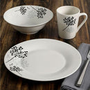 GIBSON NETHERWOOD 12 PC DINNERWARE SET W/BLACK CHERRY DESIGN - WHITE - Like New
