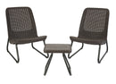 KETER RIO 3 PIECE RESIN WICKER PATIO FURNITURE SET WITH SIDE TABLE - BROWN - Like New